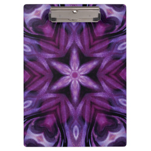 Lila Glitzer Herz und Blume Kaleidoskop Muster Klemmbrett