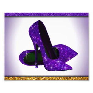 Lila Glitzer-hoher Heels Fotodruck