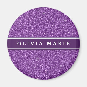 Lila Glitzer (Imitate) Personalisierter Name Magnet