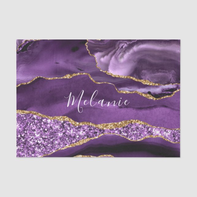 Lila Glitzer Individuelle Name Seidenpapier (Vorderseite)