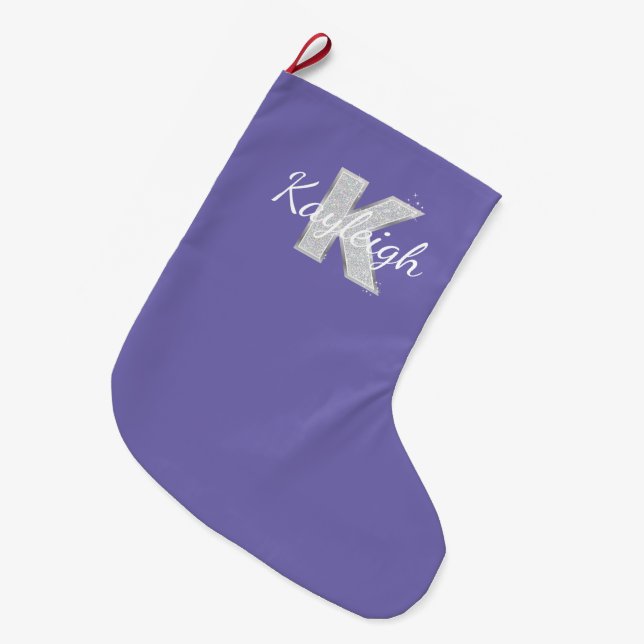 LILA GLITZER K GROßER WEIHNACHTSSTRUMPF (Vorderansicht (hängend))