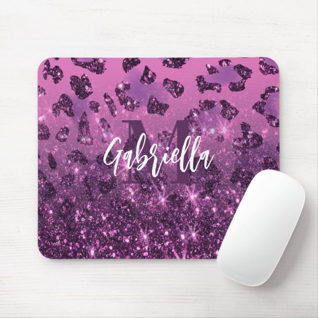 Lila Glitzer Leopard Print Mousepad (Mit Mouse)