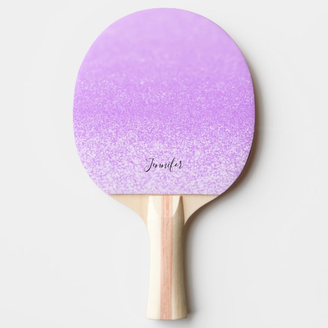 Lila Glitzer Leuchten Personalisiert Tischtennis Schläger (Vorderseite)