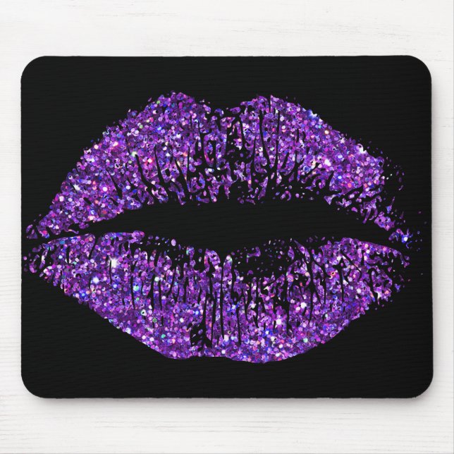 Lila Glitzer-Lippen #2 Mousepad (Vorne)