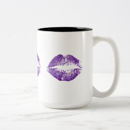 Lila Glitzer-Lippen #2 Zweifarbige Tasse