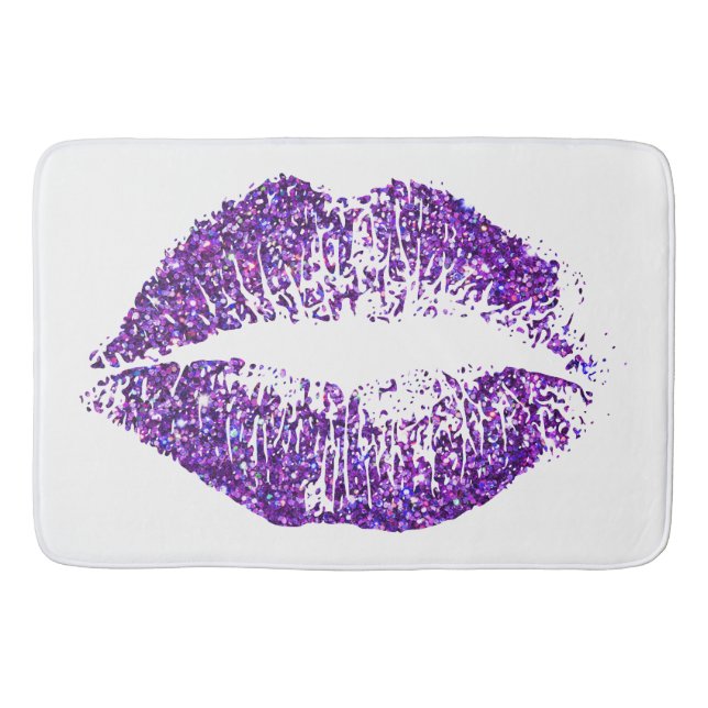 Lila Glitzer Lippen #3 Badematte (Vorderseite)