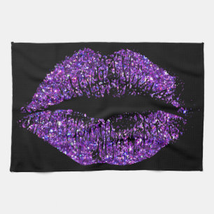 Lila Glitzer-Lippen Handtuch