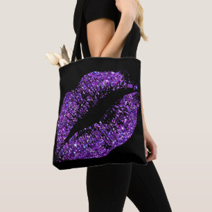 Lila Glitzer-Lippen Tasche