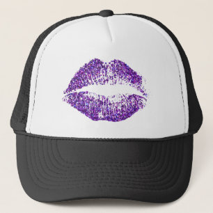 Lila Glitzer-Lippen Truckerkappe