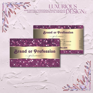 Lila Glitzer Luminous Stars Gold Border Populär Visitenkarte
