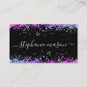 Lila Glitzer Makeup Artist Black Business Card Telefonnummerkarte