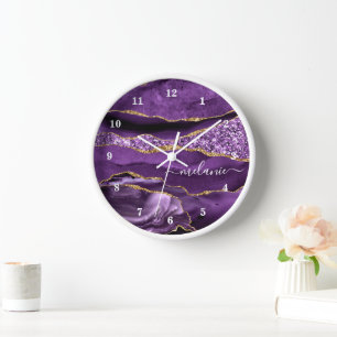 Lila Glitzer Marmorschlauch mit Individuelle Name Uhr