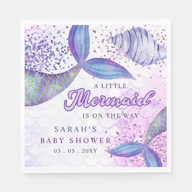 Lila Glitzer Mermaid Kinderdusche Serviette (Vorderseite)