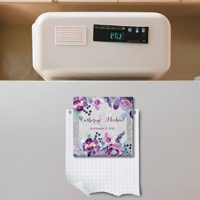 Lila Glitzer mit Blumen und Silber Magnet (Von Creator hochgeladen)