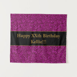 Lila Glitzer mit Message Birthday Tapestory Wandteppich