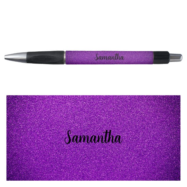 Lila Glitzer mit personalisiertem Namen Kugelschreiber (Personalized Name Purple Glitter Pen)
