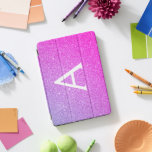 Lila Glitzer mit rosa und schwarzem Monogramm iPad Pro Cover<br><div class="desc">Rosa und Lila Ombre Imitats Glitzer und sparkle Elegant Monogram Case. Dieser Fall kann so angepasst werden,  dass er Ihren Anfangs- und Vornamen enthält.</div>
