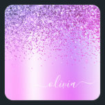Lila Glitzer Monogram Name Luxury Girl Quadratischer Aufkleber<br><div class="desc">Lila Imitate belichten metallische Sparkle Glitzer gebürstete Metal Monogram Name Party Aufkleber Adresse Labels. Das macht den perfekten 16 Geburtstag,  Hochzeit,  Brautparty,  Jubiläum,  Babydusche oder Junggeselinnen-Abschied Geschenk für jemanden,  der Lieben glamourösen Luxus und schicke Stile.</div>
