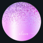 Lila Glitzer Monogram Name Luxury Girl Runder Aufkleber<br><div class="desc">Lila Imitate belichten metallische Sparkle Glitzer gebürstete Metal Monogram Name Party Aufkleber Adresse Labels. Das macht den perfekten 16 Geburtstag,  Hochzeit,  Brautparty,  Jubiläum,  Babydusche oder Junggeselinnen-Abschied Geschenk für jemanden,  der Lieben glamourösen Luxus und schicke Stile.</div>