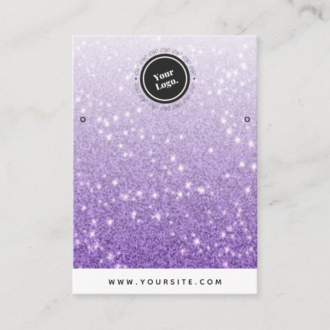 Lila Glitzer Ombre Glam Juwelierohrringe Anzeige Visitenkarte (Vorderseite)
