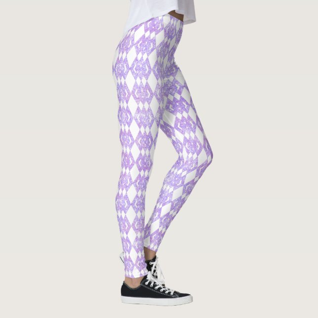 Lila Glitzer Overlap Diamond Pattern Leggings (Rechts)