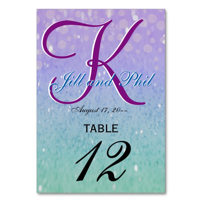 Lila Glitzer Patio Lantern Confetti Glam Glow Tischnummer (Vorderseite)