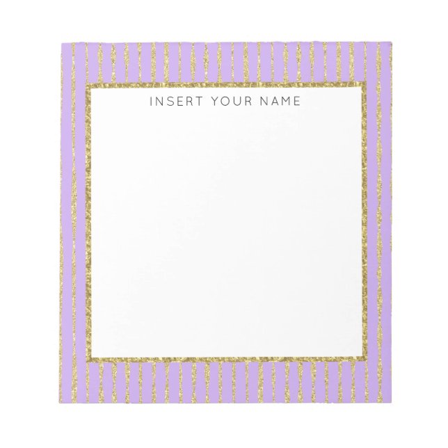 Lila & Glitzer Personalisiert Notepad 5.5" x 6" Notizblock (Vorderseite)
