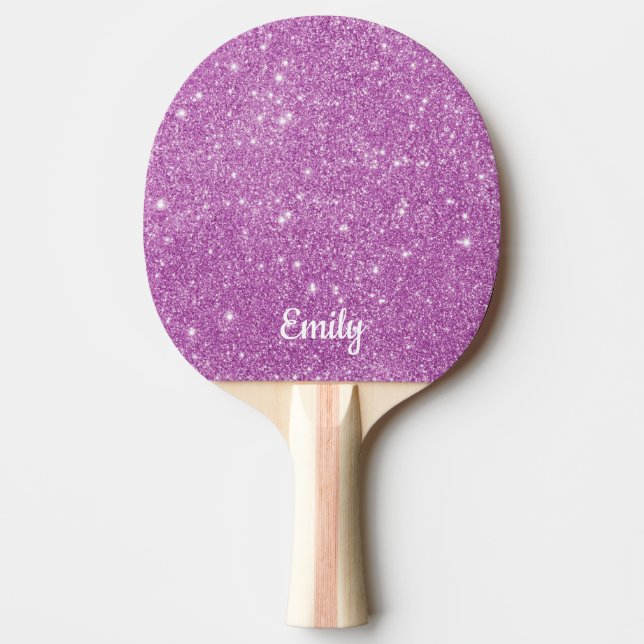 Lila Glitzer-personalisierter Name Tischtennis Schläger (Vorderseite)