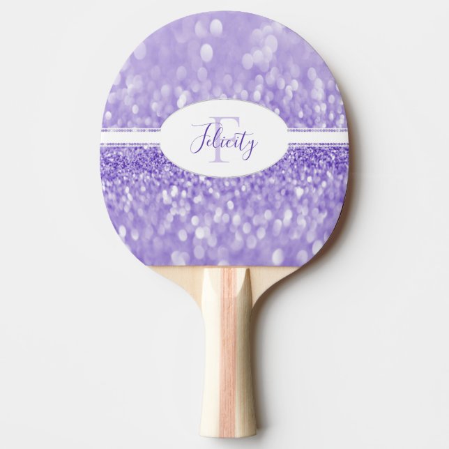 Lila Glitzer Ping Pong Paddle personalisieren Tischtennis Schläger (Vorderseite)