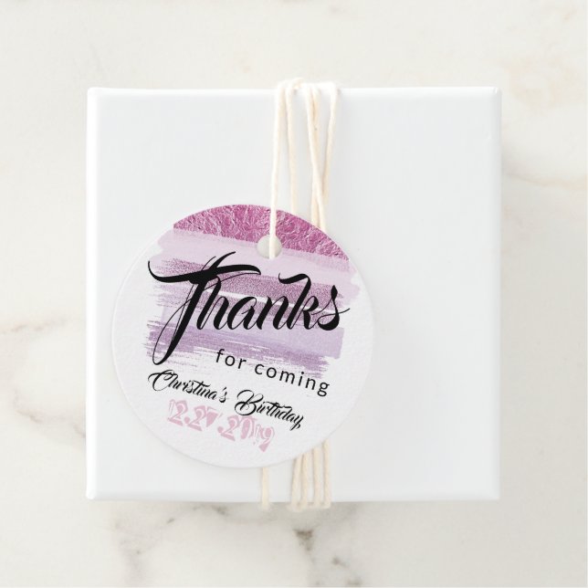 Lila Glitzer Pinsel Moderne Danke Geschenkanhänger (Beispiel)