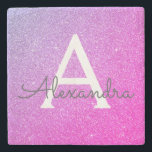 Lila Glitzer, rosa und dunkle Monogramm Steinuntersetzer<br><div class="desc">Rosa und Lila Imitate Glitzer und Sparkle Elegant Stone Tile. Diese Stone Tiles können so angepasst werden,  dass sie Ihren Anfangs- und Vornamen enthalten.</div>