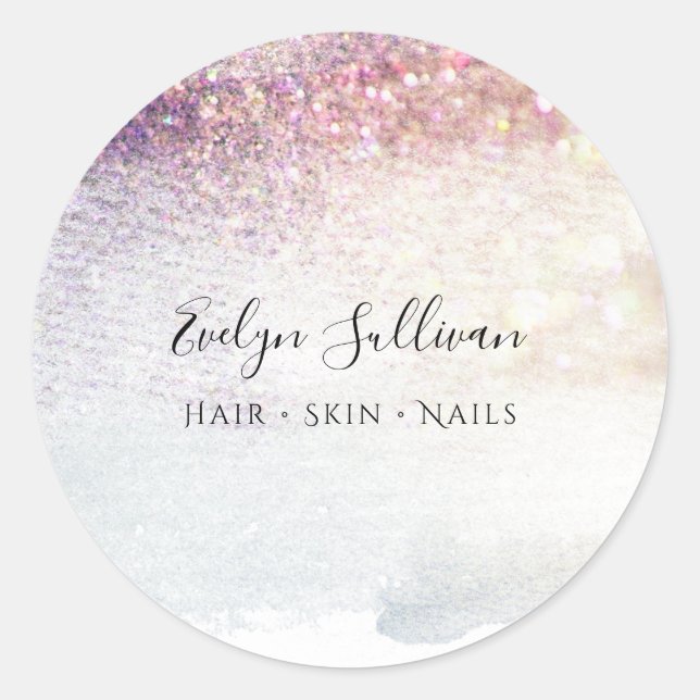 lila Glitzer Runder Aufkleber (Vorderseite)