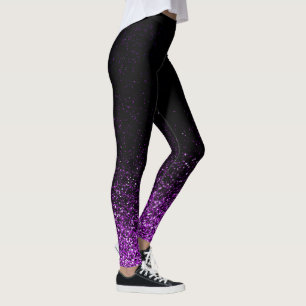 Lila Glitzer schwarz Leggings
