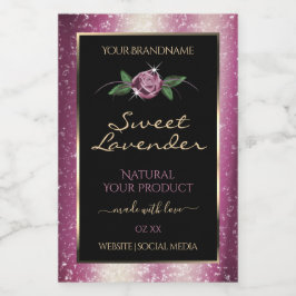 Lila Glitzer Schwarze Produktkennzeichnungen Rose Lebensmitteletikett