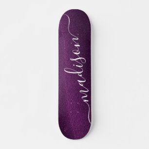 Lila Glitzer Shimmer Personalisierter Name Skateboard