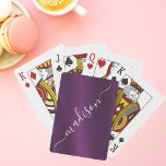 Lila Glitzer Shimmer Personalisierter Name Spielkarten<br><div class="desc">Der lila Glitzer Shimmer Custom Personalisiert Name Playing Cards zeichnet sich durch einen modernen lila Glitzer-Schimmer mit Ihrem personalisierten Namen in der Mitte aus. Entworfen von ©Evco Studio www.zazzle.com/store/evcostudio</div>