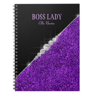 Lila Glitzer Silver Diamonds Personalisiert Notizblock