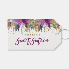 Lila Glitzer Sparkling Amethyst Sweet 16 Tags Geschenkanhänger
