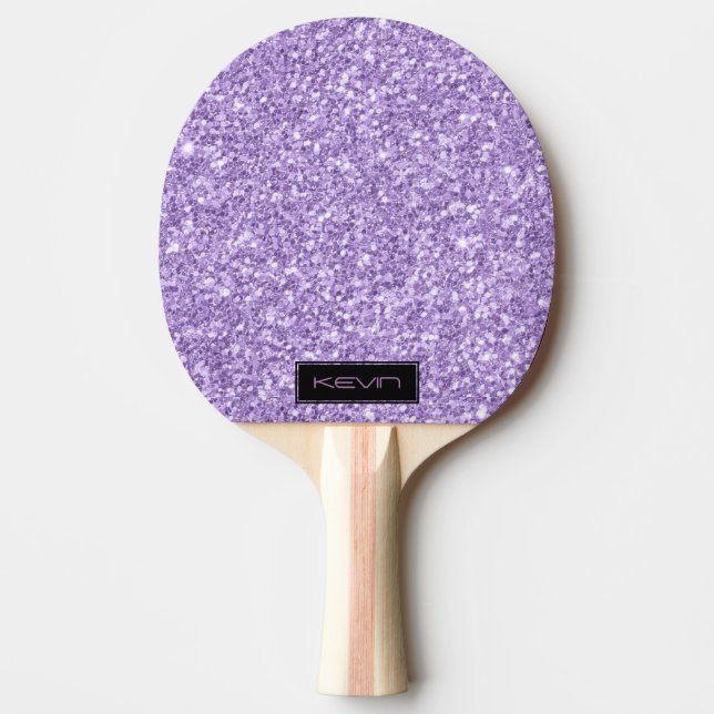 Lila Glitzer Textur Druckmonogramm Tischtennis Schläger (Vorderseite)