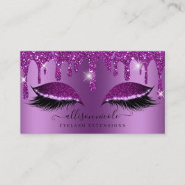 Lila Glitzer Tropfen Metallischer Foil Eyelash Visitenkarte