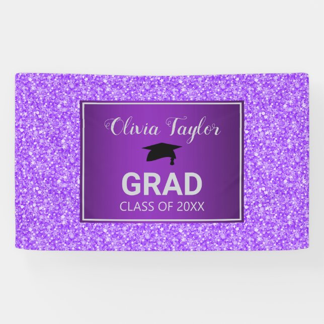 Lila Glitzer- und Graduiertenstütze Banner (Horizontal)