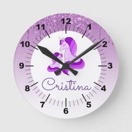 Lila Glitzer und Lila Schläuche / Runde Wanduhr