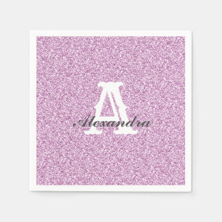 Lila Glitzer und Sparkle Monogram Napkin Serviette