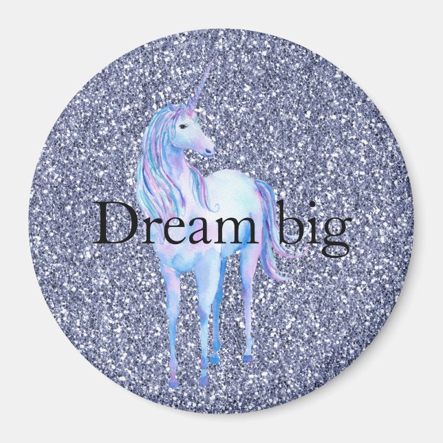 Lila Glitzer Unicorn Magnet (Vorne)