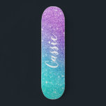 Lila Glitzer von Girlande chic türkis ombre Skateboard<br><div class="desc">Girl mermaid lila Glitzer chic türkis ombre Skateboard ,  tragen Sie Ihren Namen</div>