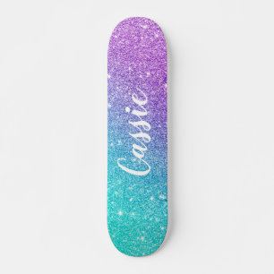 Lila Glitzer von Girlande chic türkis ombre Skateboard