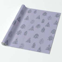Lila Glitzer Weihnachtsbaumen Geschenkpapier