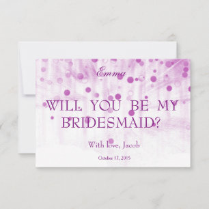 Lila Glitzer wirst du meine Bridesmaid sein Einladung