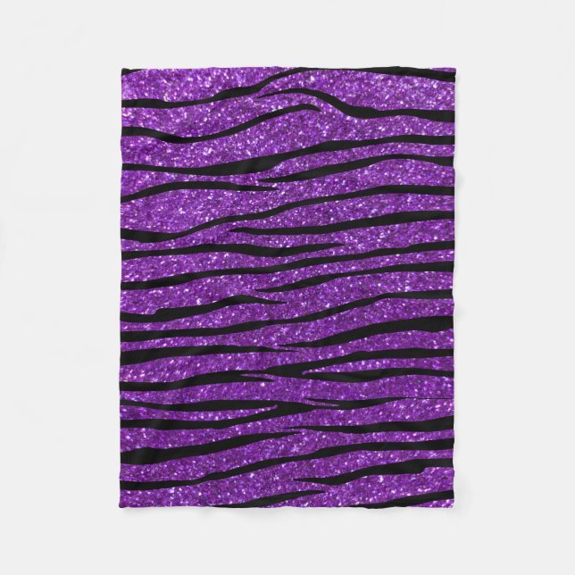 Lila Glitzer Zebrastreifen Fleecedecke (Vorderseite)
