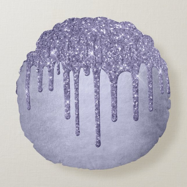 Lila Glitzer zum Tropfen | Chic Lavender Icing Pou Rundes Kissen (Vorderseite)